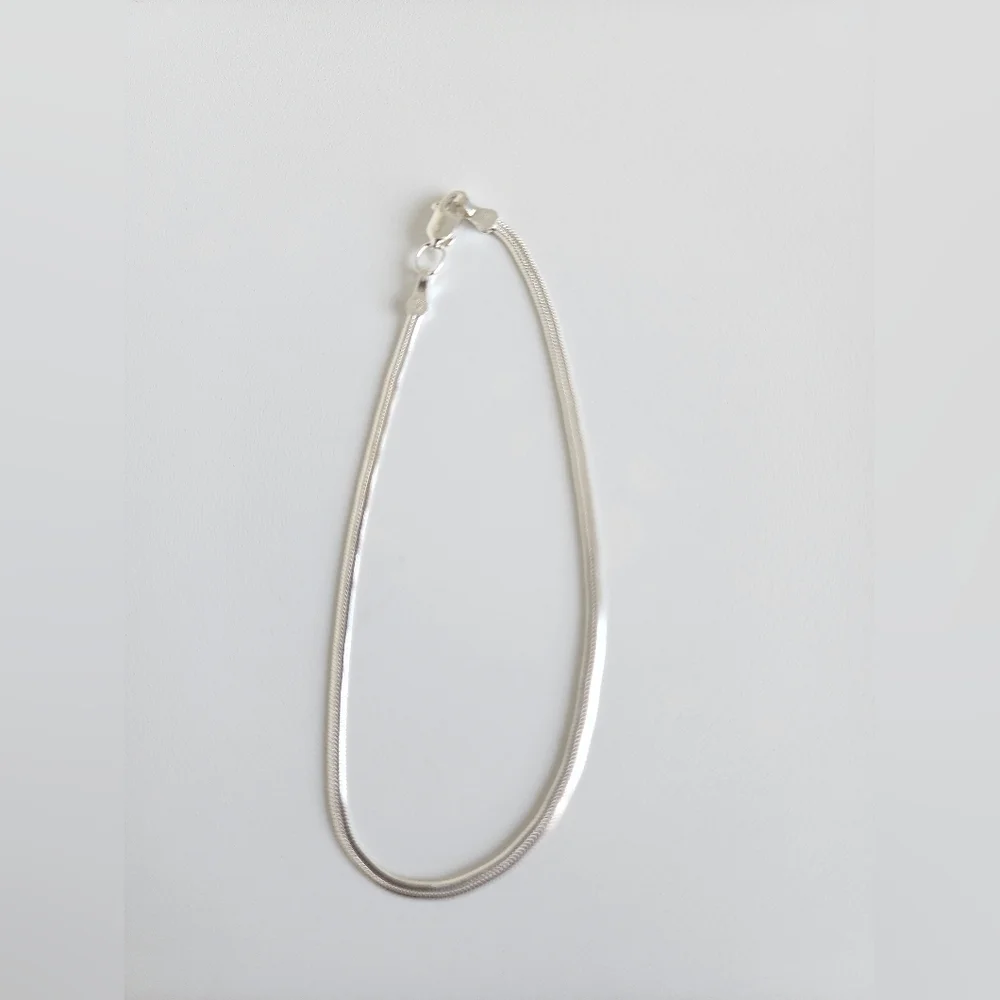 925 Sterling Silver Flat Snake Chain Bracelet Style Minimalist